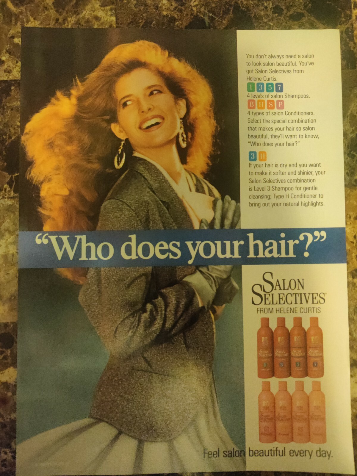Salon Selectives Shampoo Ad 1988 Helene Curtis Vintage Magazine Print