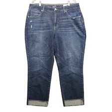 Time And Tru Women's High Rise Cropped Jeans 18 Blue Dark Wash Step Hem W/Tags