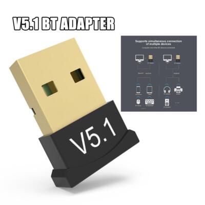 2X  New USB Wireless Bluetooth 5.1 Adapter Dongle Transmitter Receiver For PC
