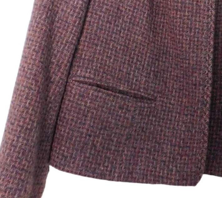 Vintage Pendleton Wool Suit Skirt Tweed Purple Pink Lined Midi Open Front Sz 12 - Image 4 of 4