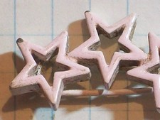 HAIR CLIP 3 PINK STARS 5 POINTED 1 1/4 LONG ANTIQUE VINTAGE