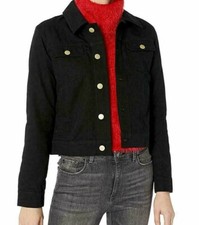 Hurley Women's M L Xl Scout Twill Denim Jacket Black Ar4253 Retail 70.