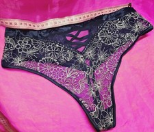 VTG VICTORIA S SECRET sz S Satin High Waist Silky Panty Sissy Thong Crystal