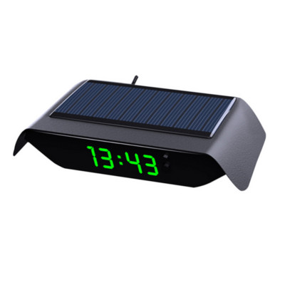 Car Dashboard Digital Time Thermometer Clock Solar Charging LCD Screen Display