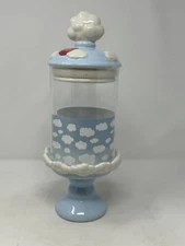 Sheffield Home Blue Cloud Glass Candy Jar 13” tall baby room decor NEW HTF rare