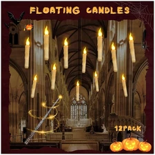 Floating LED Candles with Wand Remote,Halloween Candles, Magic Decor 12 Pack
