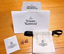 Vivienne Westwood Pink Heart Earrings Silver Stone Unused Jewelry Japan