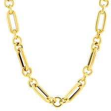 14K Yellow Gold 8mm Alternating Paperclip Chain Hollow 18"
