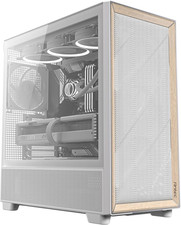 Flux Wood White, 5 X PWM Fans Included, High-Airflow Front Panel with Birch Wood