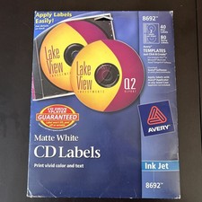Avery Inkjet CD Labels Matte White 38 Labels 19 Pages-Pack 8692 Opened Box