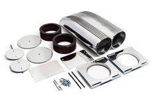 Aluminum Shotgun Dual 4-barrel Scoop Fits Chevy Ford Mopar Finned - Polished