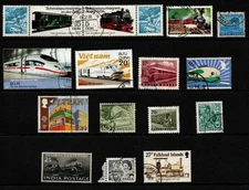 TRAIN STAMPS THEMATICS - 15 ALL DIFFERENT. FREE UK POST