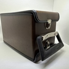 Vintage Brown Cassette Tape Holder Carry Case 24 Slot Double Sided