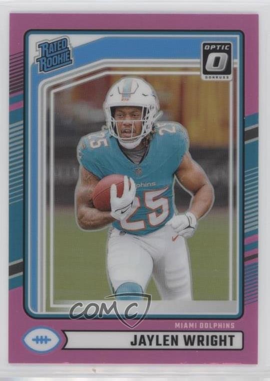 2024 Panini Donruss Rated Rookie Optic Preview Pink Prizm Jaylen Wright #344 ry1