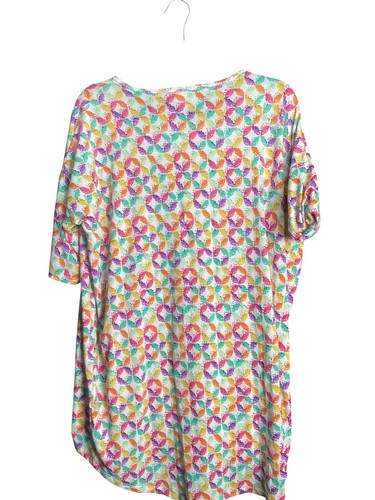 LuLaRoe Colorful Tunic Women Size Small Geometric Pattern Pink Teal Yellow - Picture 4 of 10