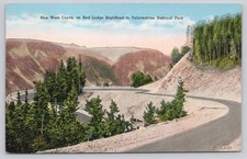 Vintage Linen Postcard Mae West Curve Red Lodge Yellowstone Road