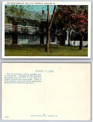 Old Stone Barracks Frederick Maryland Postcard