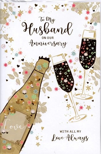 Husband On Our Ruby 40th Champagne Cake Happy Anniversary Card Lovely Verse: Greeting Cards - View #9