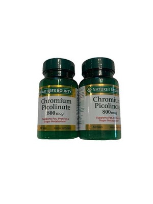 Nature s Bounty Chromium Picolinate 800mcg 100 Tabs  Exp 07/2027 Lot of 2