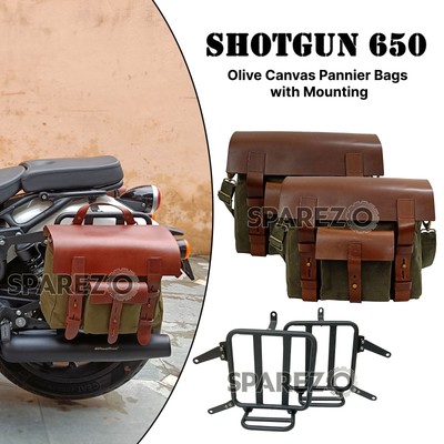 Für Royal Enfield Shotgun 650 Canvas & Leder Gepäckträgertaschen mit...
