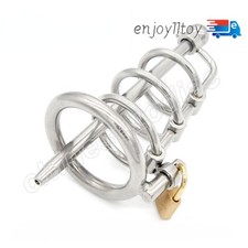 Male Stainless Steel Chastity Cage Belt Device Tube Sounds Tube Lock Constraint