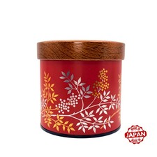 Japan Steel Tea Caddy Airtight Storage Jar Tin Floral Seal Coffee Red Metal