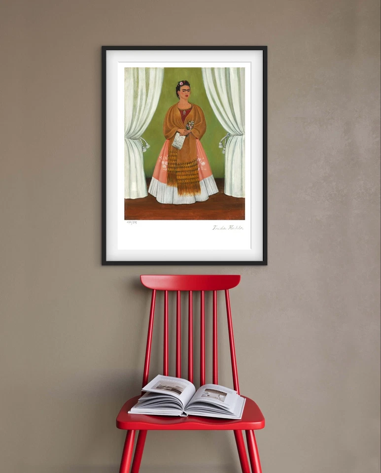 Firmado por Frida Kahlo - Autorretrato/Entre cortinas/Impresión rara/Certificado. Foto 2 de 4