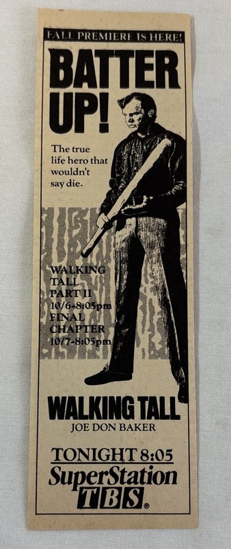 1988 TBS tv ad ~ movie WALKING TALL batter up!