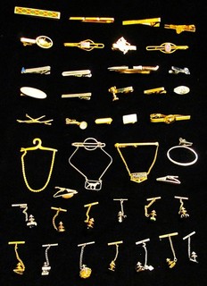 Lotto gioielli vintage 41 fermacravatte e cravatta MOP tormalina tanzanite SWANK 14K G