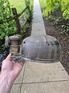 Vintage Coal Miners Hard Hat MSA COMFO CAP Low Vein With Autolite Carbide Lamp