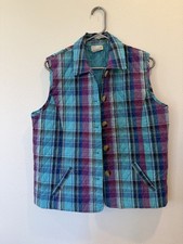 Vintage 90s Quilted Vest Company Collection M Sleeveless Multicolor Plaid