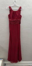 Davids Bridal Womens Dress Size 4 Red Sleeveless Satin Formal Wedding