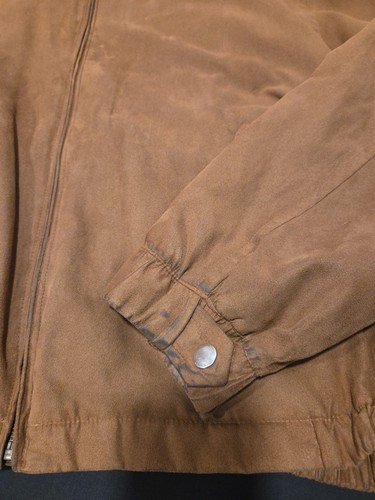 Gary Player Jacket Mens Large Brown Faux Suede Bomber Zip Up Trucker Coat - Picture 6 of 11