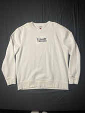 Men  s Tommy Hilfiger Tommy Jeans White Crewneck Sweater Size L FALL 2021