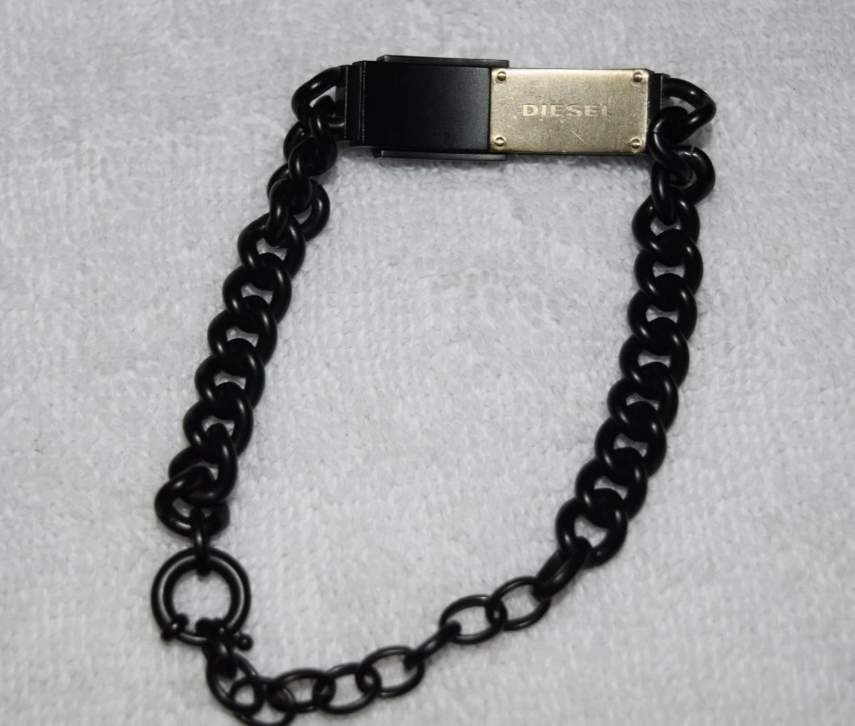 Diesel Men's Steel Bracelet Black Link Band secure clasp 8 1/2 inches - Image 3 of 4