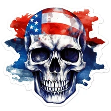American Flag Skull - Vinyl Decal Sticker - Car Window Laptop - ebn9348