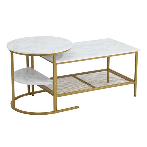 Oikiture Nesting Coffee Table Set of 2 Side End Table Detachable Faux Marble Top - Picture 9 of 10