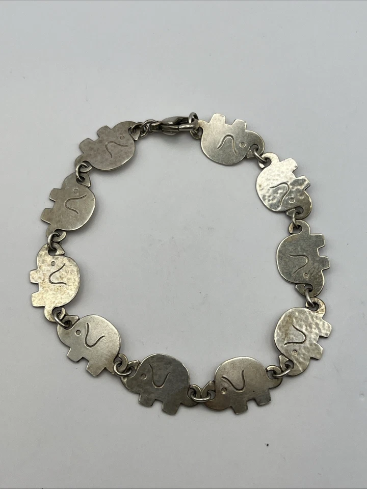 Brazalete de plata esterlina elefante vinculado retirado James Avery súper difícil de encontrar 7 pulgadas Foto 2 de 4