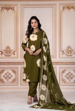 Women Bollywood Style Indian Kurta Set Floral Ethnic Kurti Pant Dupatta