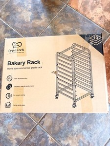 Lopezteh 10-Pan Aluminum Bakery Rack, Open Style Full Height