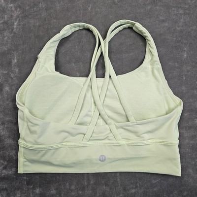 Lululemon Sports Bra Womens 6 Neon Strappy Crossback Longline Yoga Athletic Top