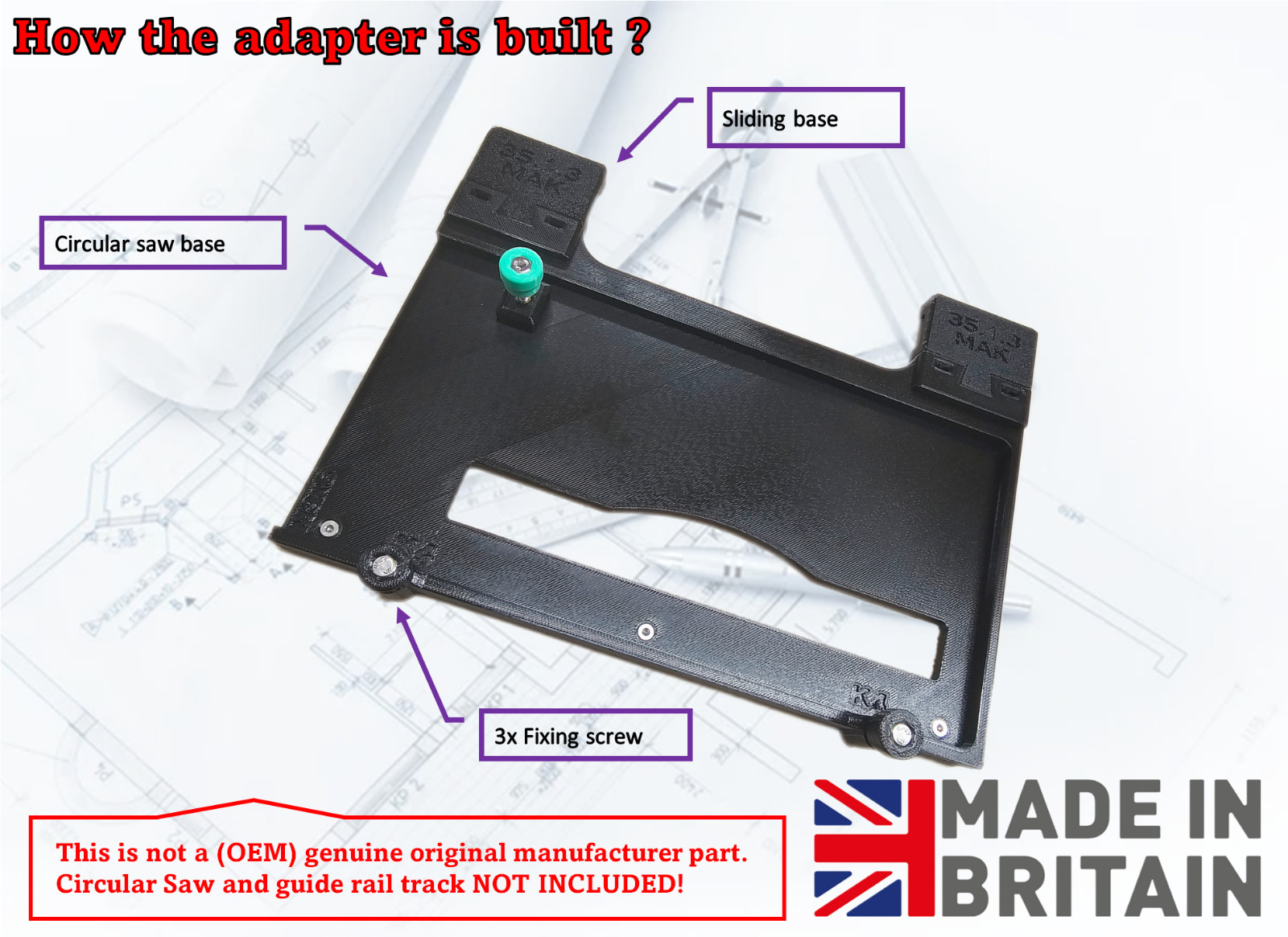 Makita DSS610Z DSS610Z DSS611Z Adapter base Circular Saw Guid Rail Track