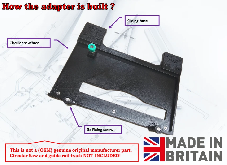 Makita DSS610Z DSS610Z DSS611Z Base Adaptador Circular Sierra Guía Riel Pista Foto 3 de 4