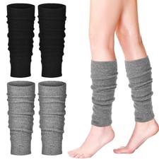 2 Pairs 100 Pure Cashmere Leg Warmers for Women Soft Winter Long Black Gray