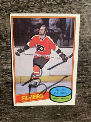 1980-81 O-Pee-Chee Hockey Norm Barnes Signed Card #308 Philadelphia Flyers Auto
