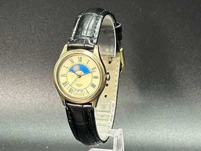 Vintage CITIZEN Junction 2198-404581 Sun & Moon Gold Roman QZ