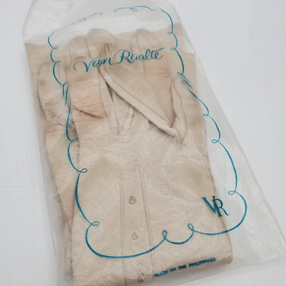 Винтажные детские кожаные перчатки кремовые женские 6 1/2 элегантные модные коттеджкор б/у - Изображение 4 из 4