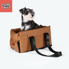 Waterproof Leather Pet Car Seat Bed Dog Carrier Safe Travel Bed w/Strap