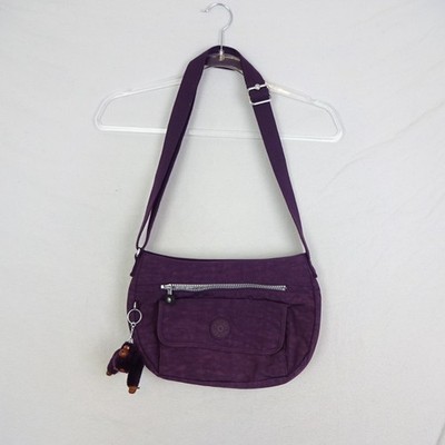 Kipling Syro Umhängetasche lila aubergine Handtasche Reißverschluss Schlüsselanhänger Reise