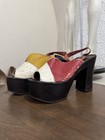 Vintage 1960s Platform Shoes-block Heel-Disco-Hippie-mod-As Is-Size 9